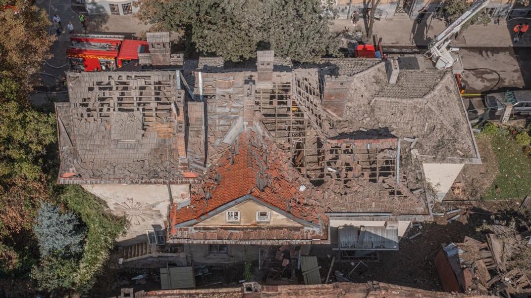 Вілла «Сонечко» у Львові, яка зазнала пошкоджень внаслідок ракетного удару по Львову 4 вересня