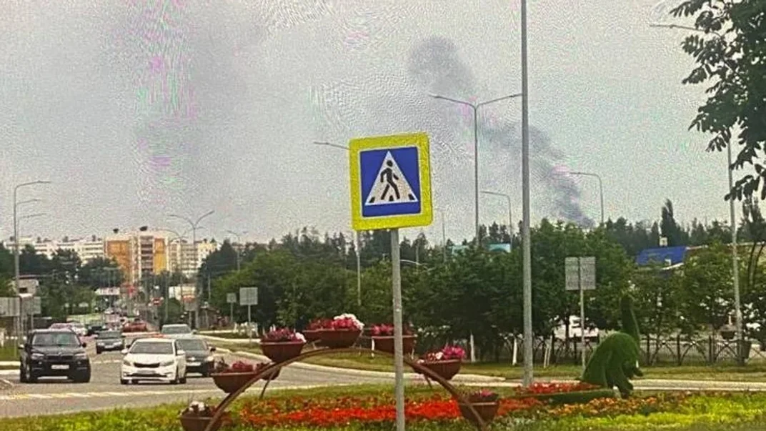 Дым в русской Елабуге после атаки дронов