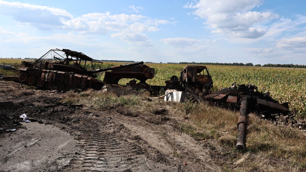 Разрушенная российская техника вблизи Суджи, Курская область, 16 августа 2024 года
