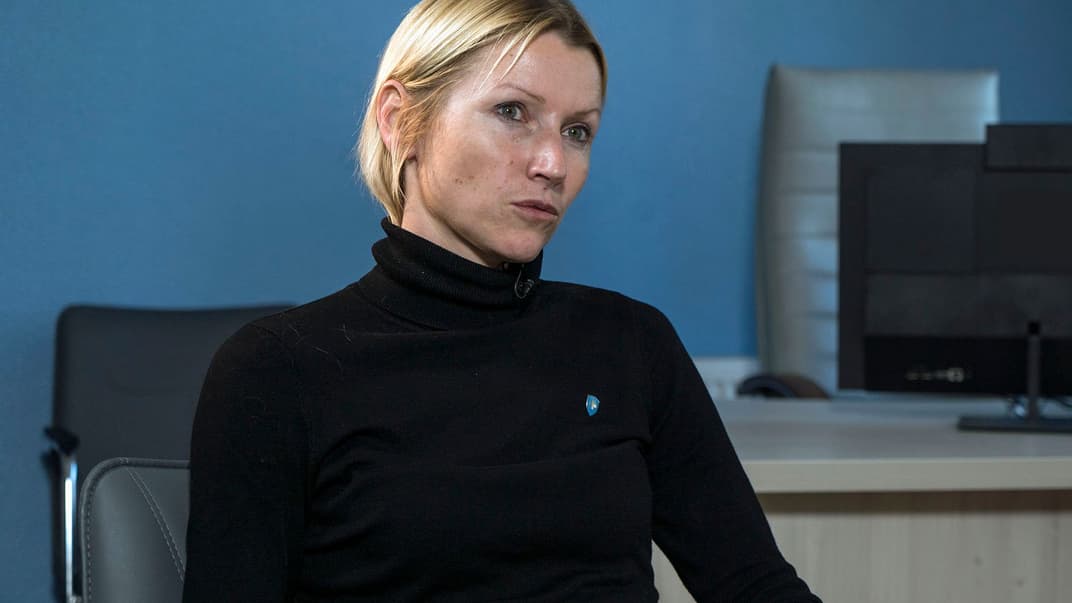 Виконувачка обов'язків керівника НСЗУ Оксана Мовчан під час інтерв'ю hromadske, Київ, 27 травня 2020 року