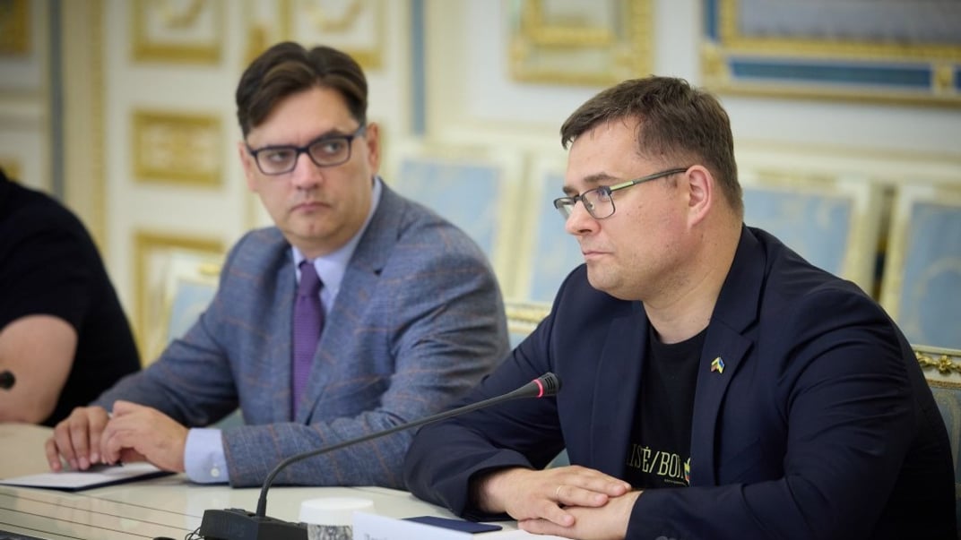 Міністр оборони Литви Лаурінас Кащюнас (справа) під час зустрічі з президентом України Володимиром Зеленським 13 серпня 2024 року