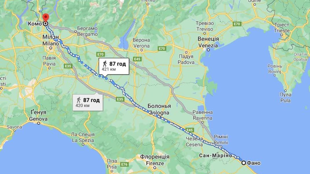 Італієць пройшов пішки 450 кілометрів, щоб відпочити від дружини. А потім його затримали за порушення карантину