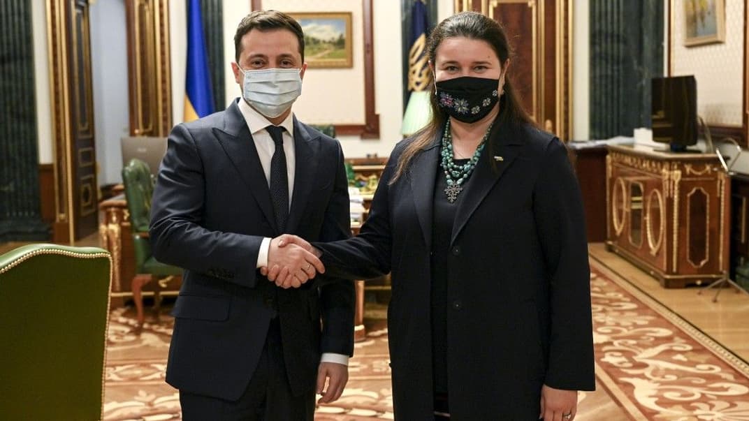 Президент Володимир Зеленський та новопризначена на посаду посла України в США Оксана Маркарова