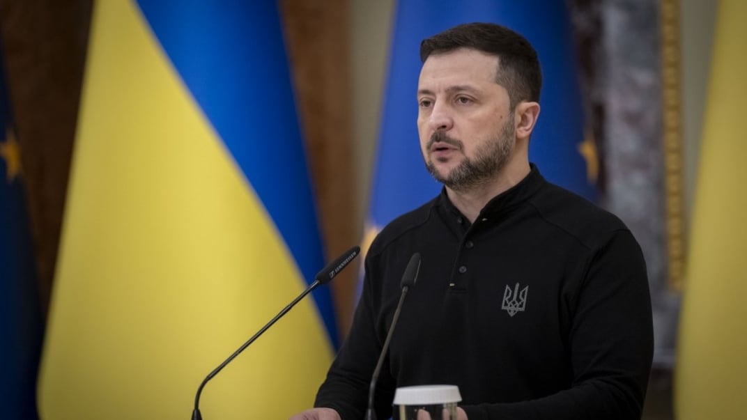 Президент Володимир Зеленський на пресконференції після зустрічі з новим главою Європейської ради Антоніу Коштою, 1 грудня 2024 року