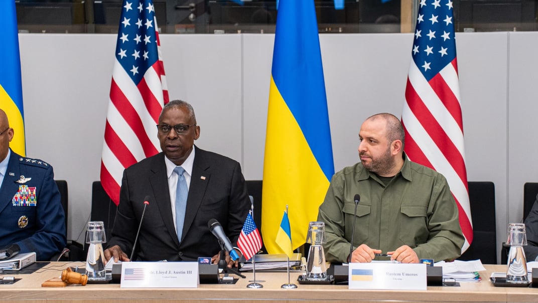 Министр обороны Украины Рустем Умеров с американским коллегой Ллойдом Остином, 13 июня 2024 года