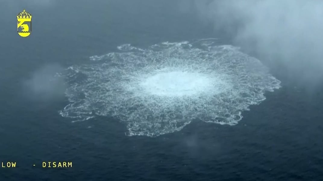 Видео утечки газа из газопроводов Nord Stream в Балтийском море, 29 сентября 2022 года