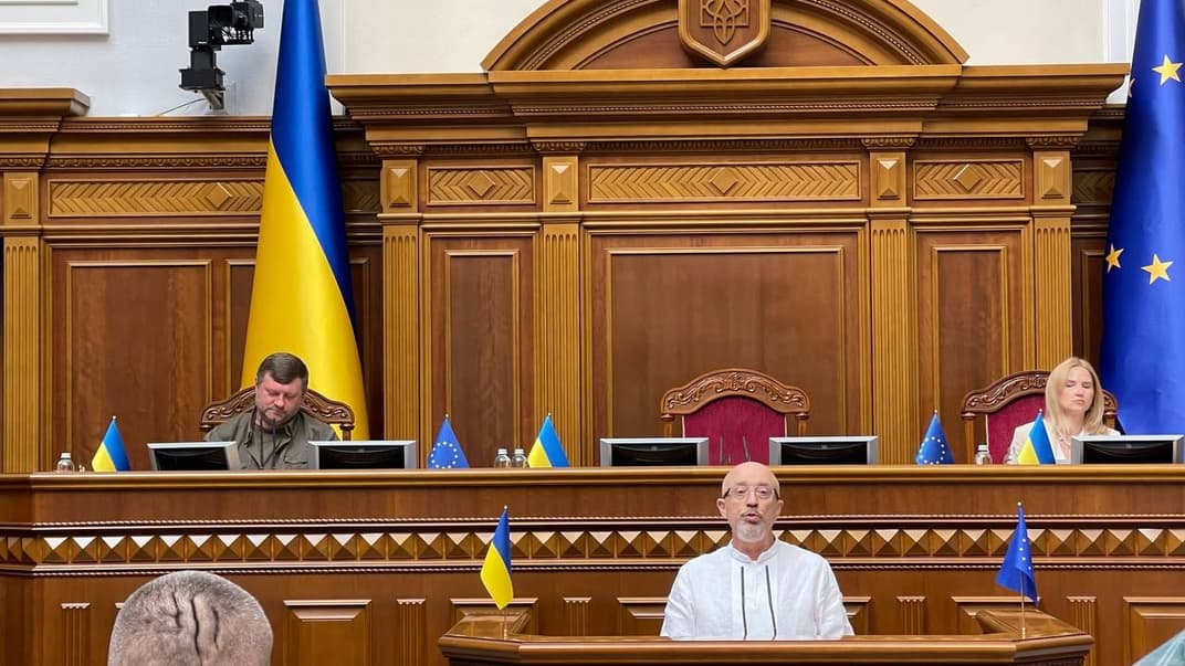 Олексій Резніков виступає з трибуни Верховної Ради, 5 вересня 2023 року