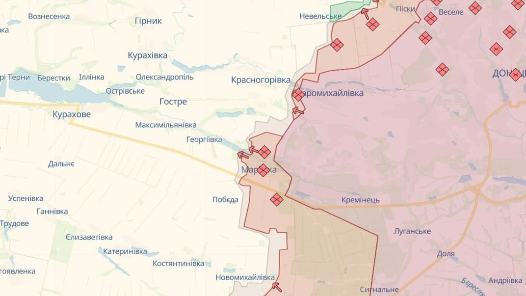 Мар'їнка на мапі DeepState станом на 13 грудня