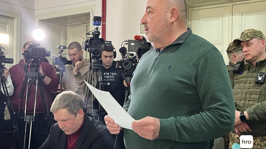 Адвокат В’ячеслава Зінченка, Юрій Немировський, виступає на засіданні Шевченківського райсуду Львова, 13 лютого 2025 року