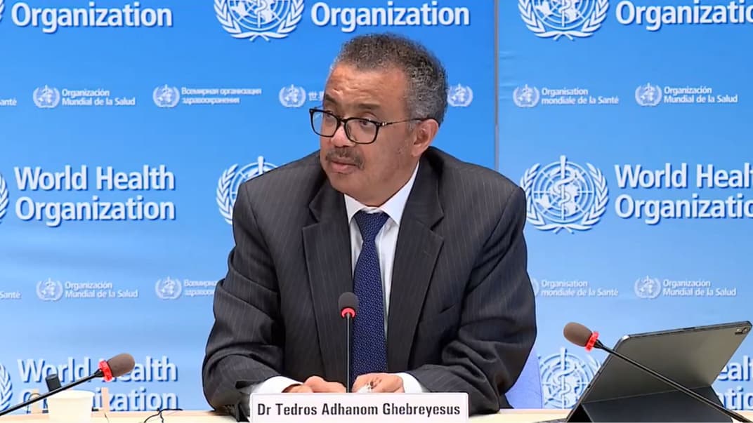 Генеральный директор Всемирной организации здравоохранения Тедрос Адханом Гебреесус во время брифинга по ситуации с коронавирусом, Женева, Швейцария, 7 июля 2020 года