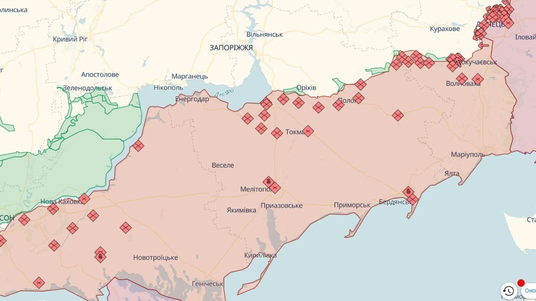 Оккупированная территория Херсонской и Запорожской областей по состоянию на 12 апреля