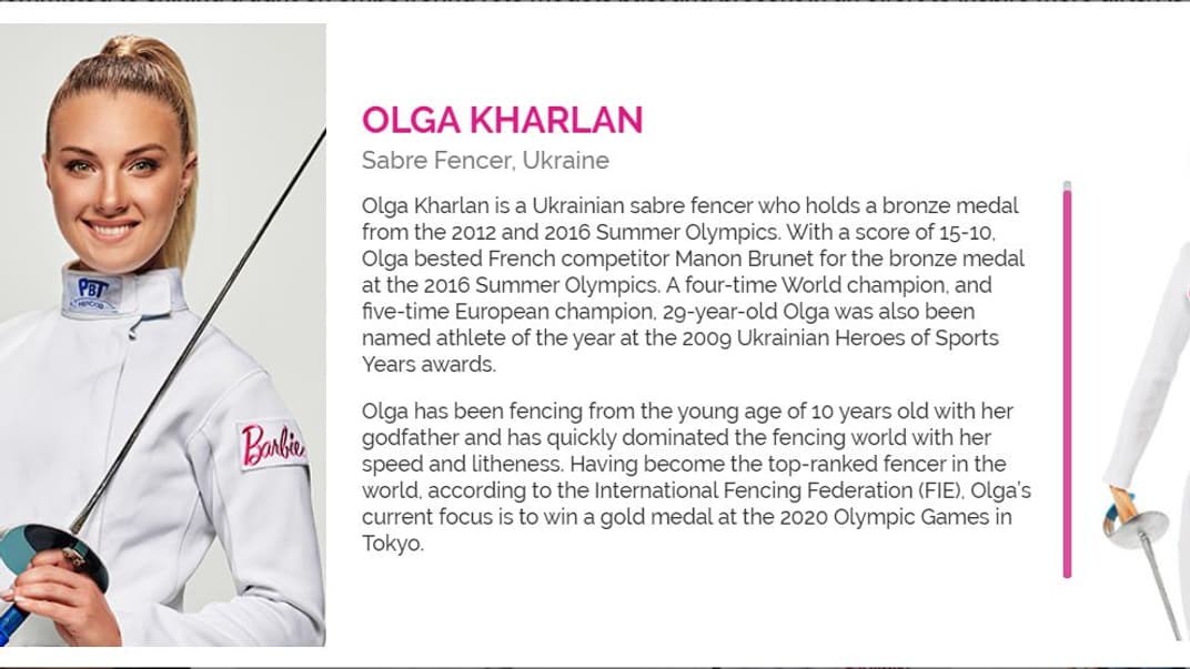 Кукла Барби украинской саблистки Ольги Харлан