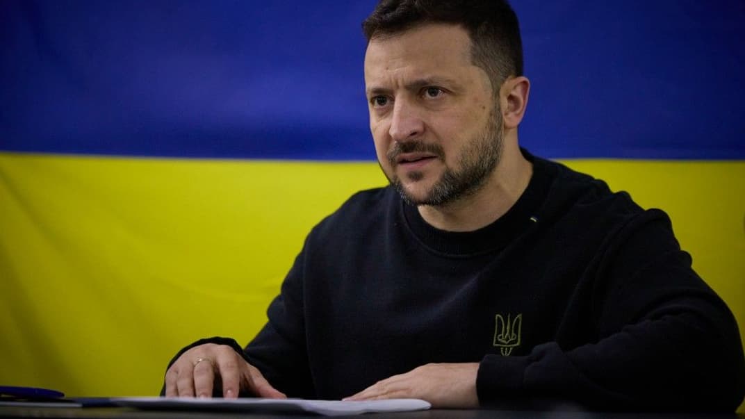 Президент Володимир Зеленський під час виступу на засіданні Ради Україна — НАТО, 19 квітня 2024 року