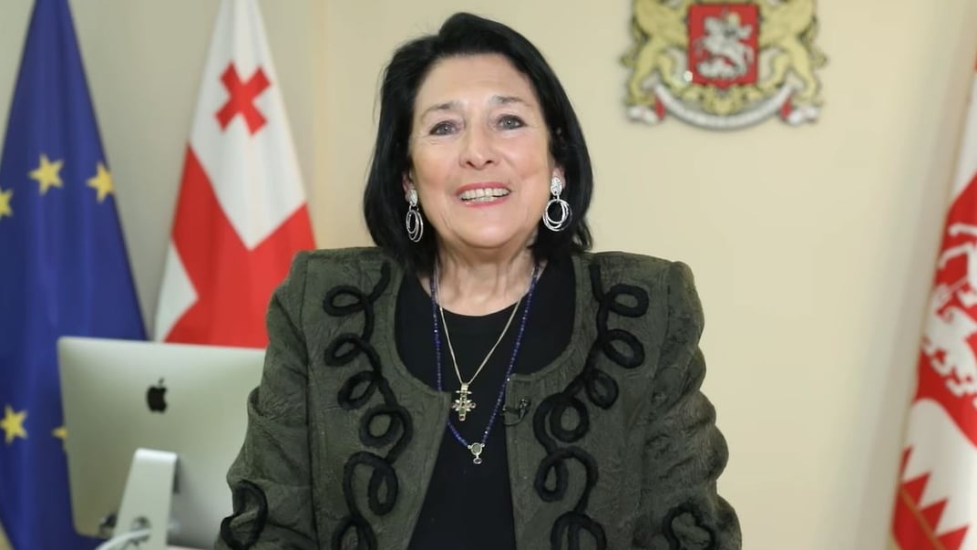 Президентка Грузії Саломе Зурабішвілі записує відеозвернення з президентського палацу, 28 грудня 2024 року