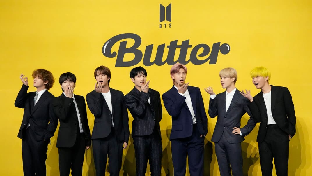 Гурт BTS перед презентацією свого нового синглу Butter. Сеул, Південна Корея, 21 травня 2021 року