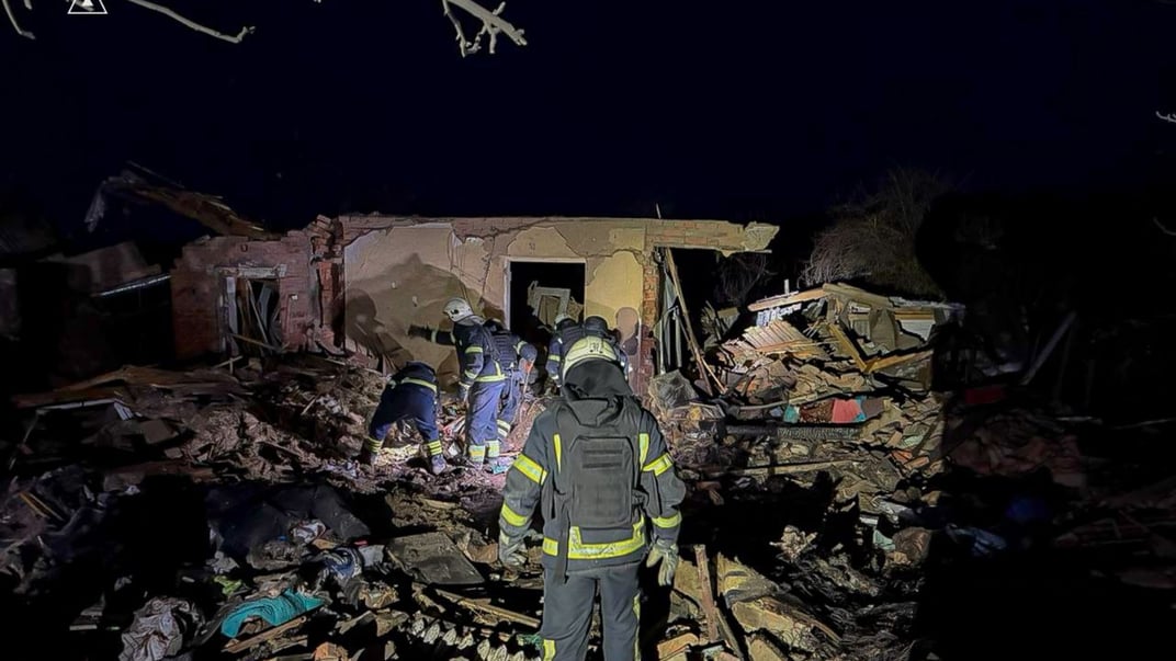 Зруйнований російським ударом будинок у Богодухові, Харківська область, 9 лютого 2026 року