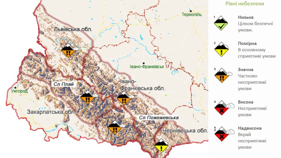 Опасность схождения лавин в Карпатах