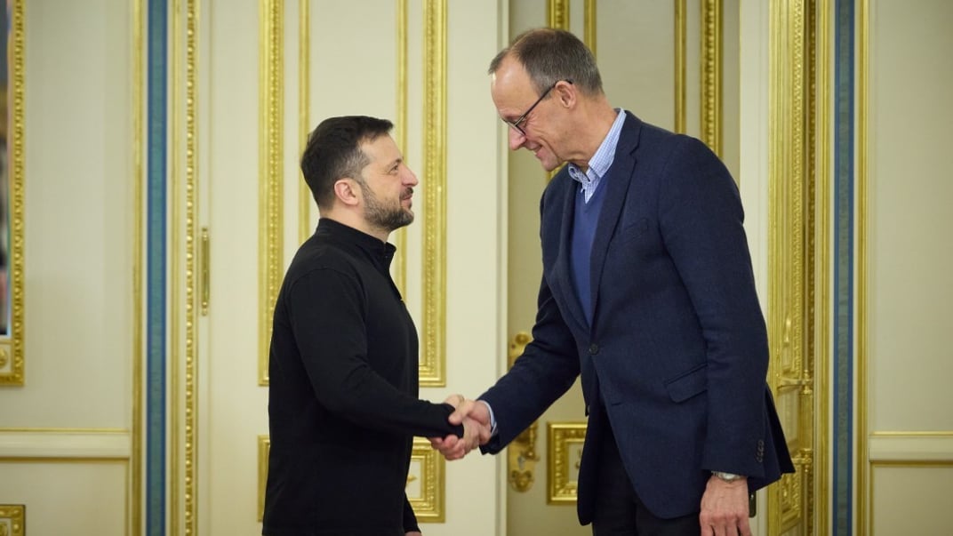 Кандидат в канцлеры Германии Фридрих Мерц во время встречи с президентом Украины Владимиром Зеленским, 9 декабря 2024 года