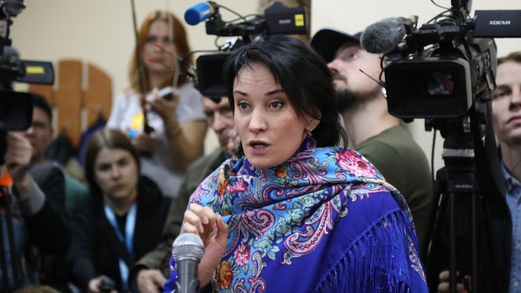 Волонтерка Маруся Звіробій під час судового засідання щодо зміни запобіжного заходу підозрюваній у справі Шеремета Яні Дугарь, 17 січня 2020 року