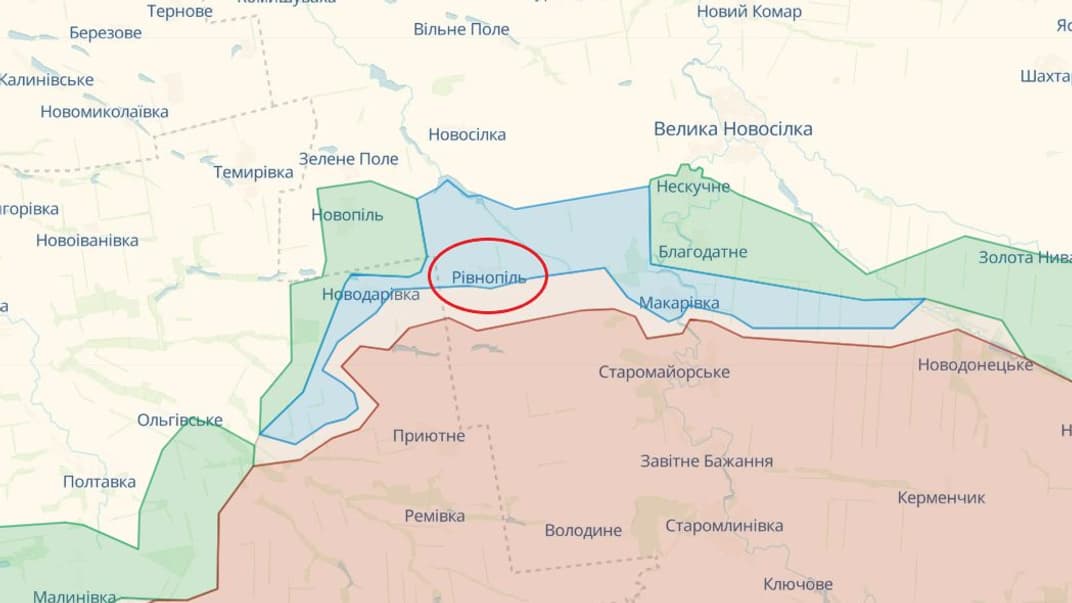 Село Рівнопіль Донецької області на карті