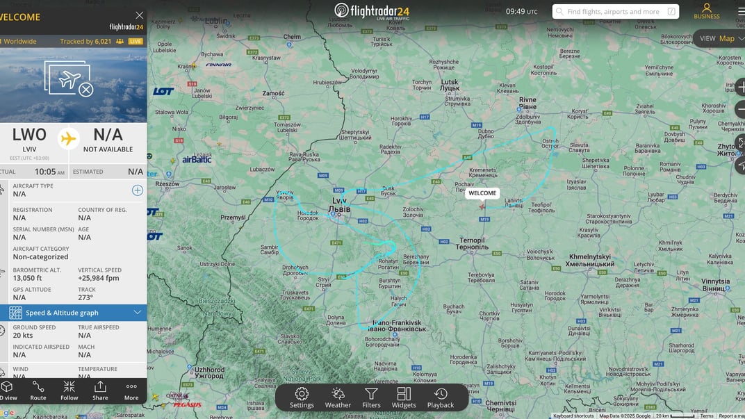 Переміщення літака Welcome над Україною 22 квітня Переміщення літака Welcome над Україною 22 квітня