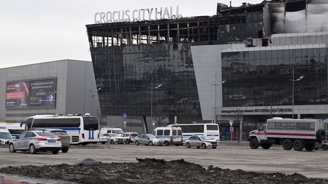 Пошкоджена внаслідок теракту будівля концертної зали Crocus City Hall у підмосковному Красногорську, 29 березня 2024 року