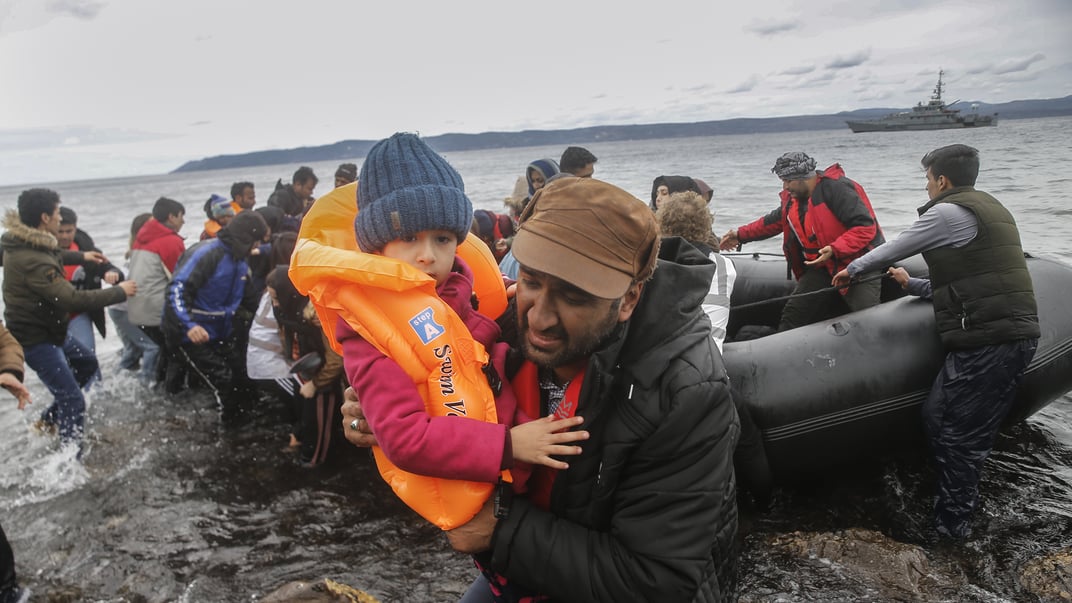Мігранти з Сирії прибувають на узбережжя острова Лесбос у Греції, 28 лютого 2020 року