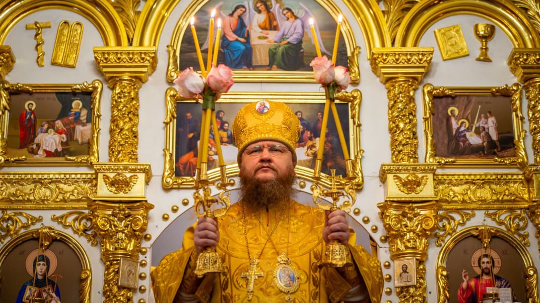 Митрополит Черкаський і Канівський УПЦ МП Феодосій під час богослужіння 25 грудня 2023 року