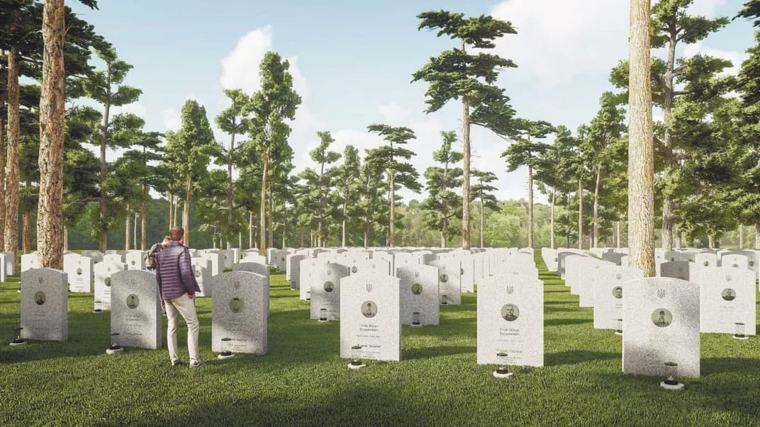 Ескіз Національного військово-меморіального кладовища, один із варіантів надгробних плит 