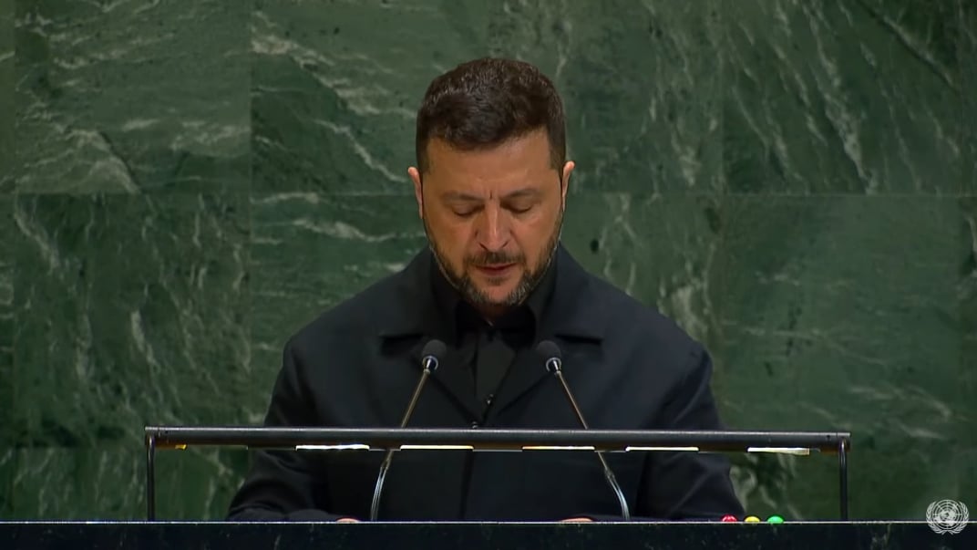 Президент Володимир Зеленський під час виступу на Генасамблеї ООН, 24 вересня 2025 року