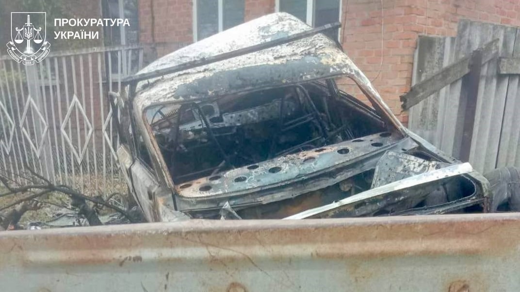 Автомобиль, в который 5 октября попал российский беспилотник