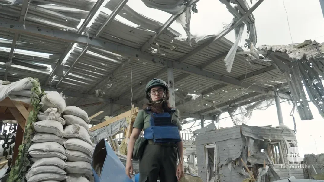 Журналістка hromadske Діана Буцко в місті Суджа Курської області