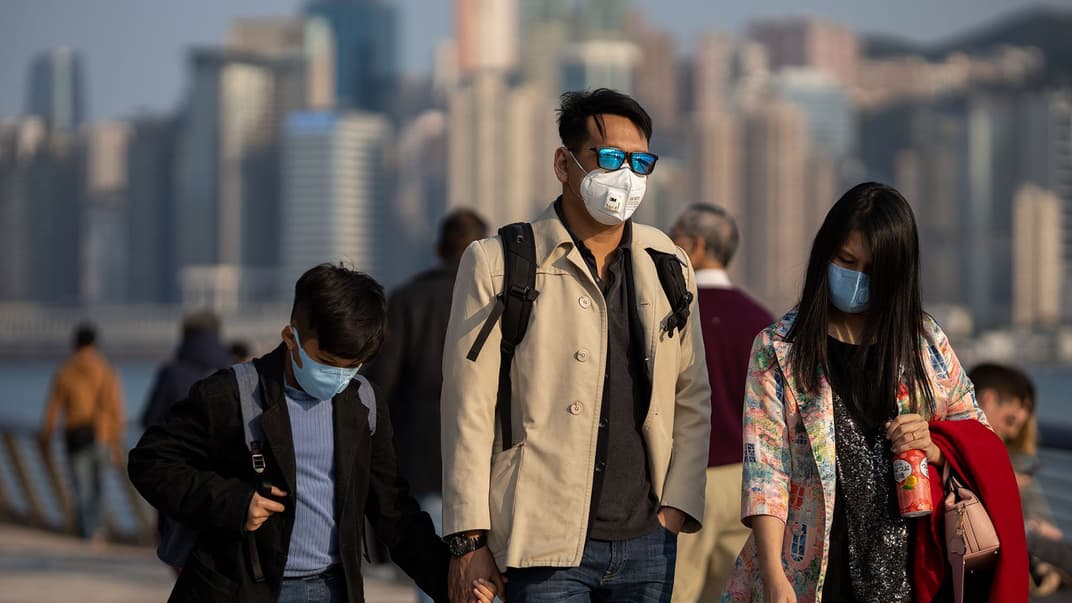 Люди в масках в Гонгонге, 29 января 2020 года