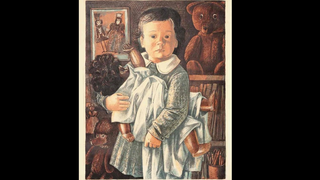 Картина «З лялькою» художниці Надії Андрєєвої