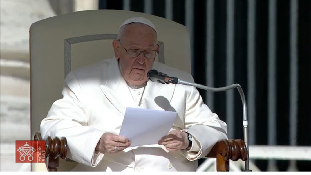 Аудієнція Папи Франциска на площі Святого Петра в середу вранці, 29 березня 2023 року (скриншот з онлайн-трансляції)