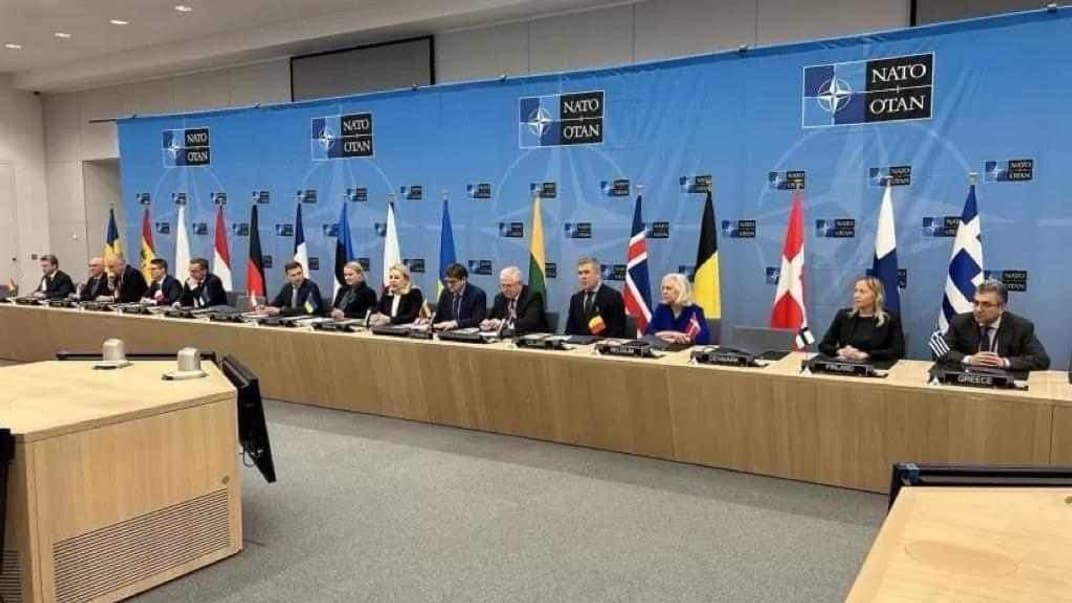 Представители государств-членов НАТО говорят о Коалиции по разминированию Украины, Брюссель, 15 февраля 2024 года