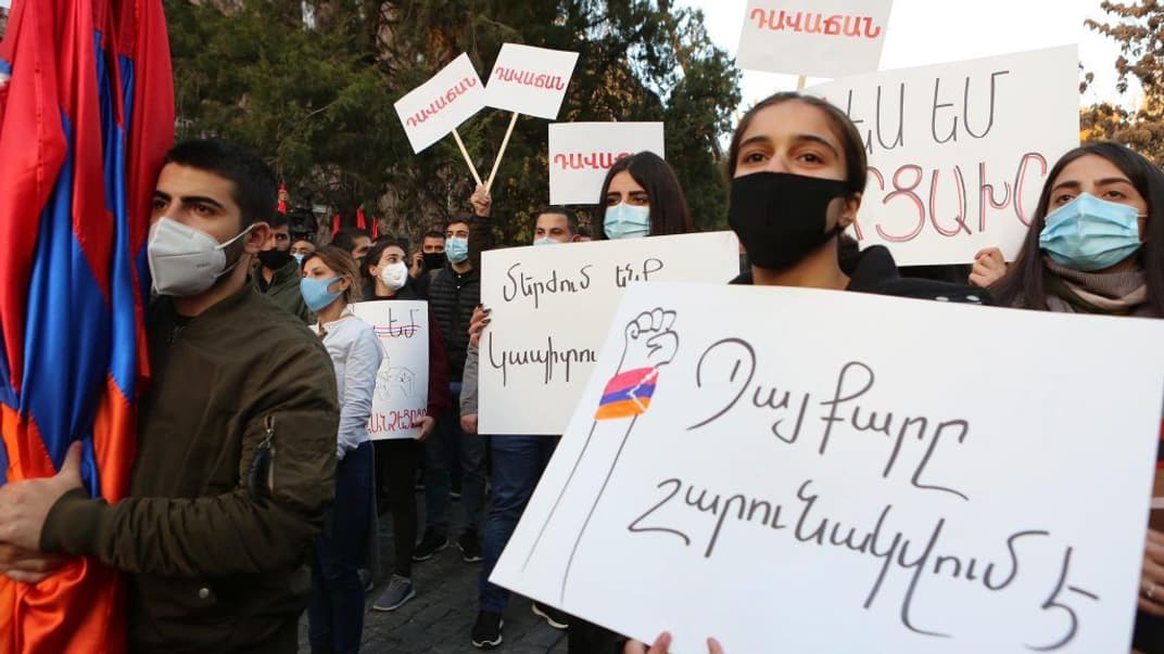 Акція протесту в Єревані, Вірменія, 12 листопада 2020 року