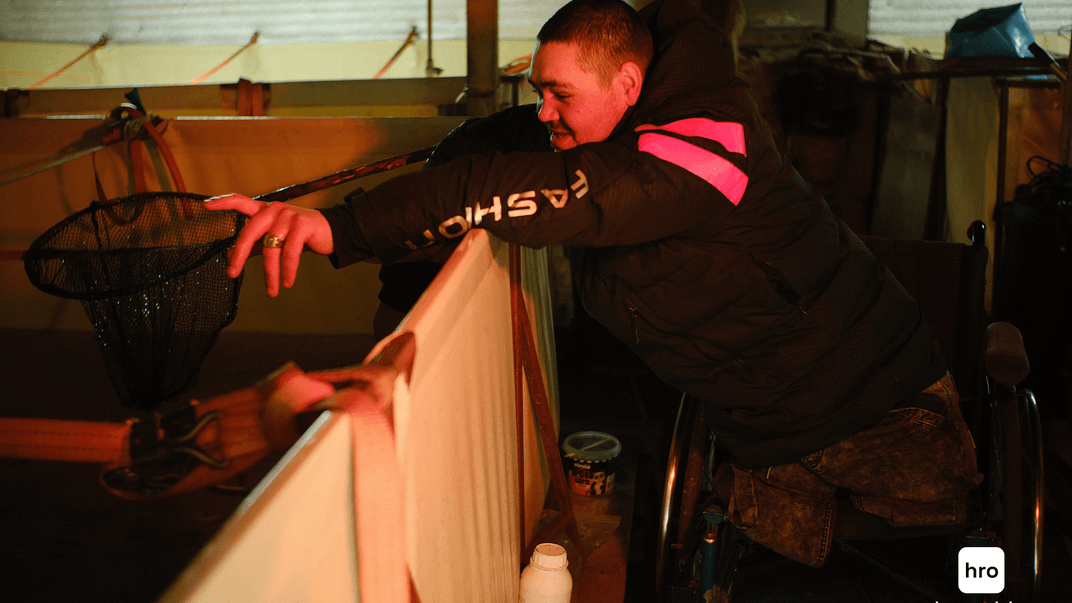 Ветеран з ампутаціями Микола Тарасенко розбудовує осетрину ферму