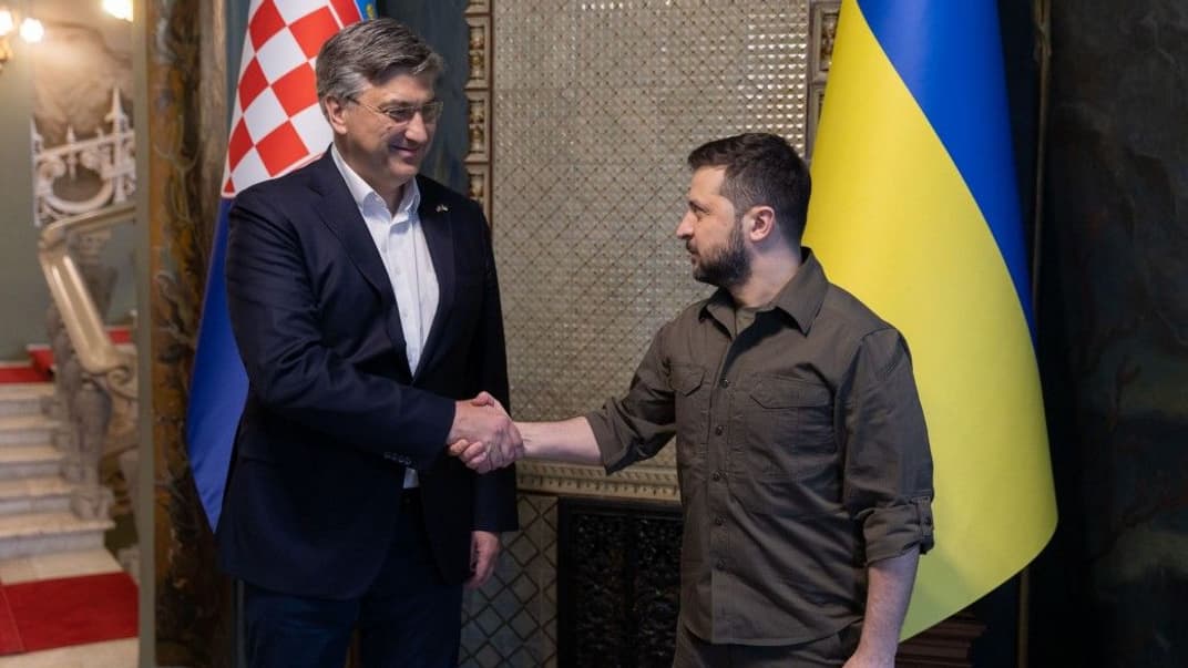 Премьер-министр Хорватии Андрей Пленкович во время встречи с президентом Украины Владимиром Зеленским, 8 мая 2022 года