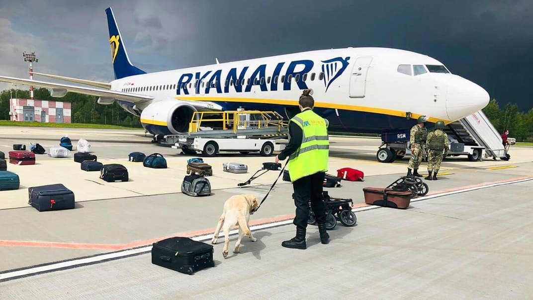 Обыск самолета компании Ryanair, на котором летел Роман Протасевич, в аэропорту Минска, 23 мая 2021 года