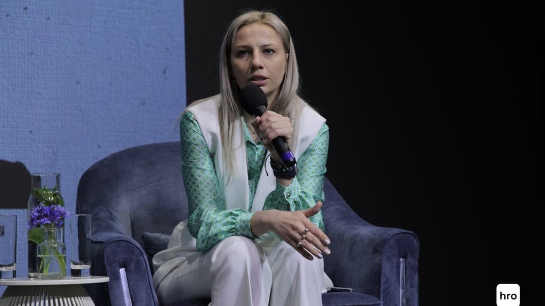 Керівниця defense tech кластера Brave1 Наталія Кушнерська на конференції hromadske «Життя у тривалій війні», Київ, 30 травня 2024 року