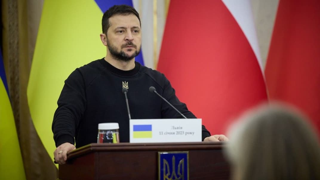 Президент Володимир Зеленський на пресконференції, Львів, 11 січня 2023 року