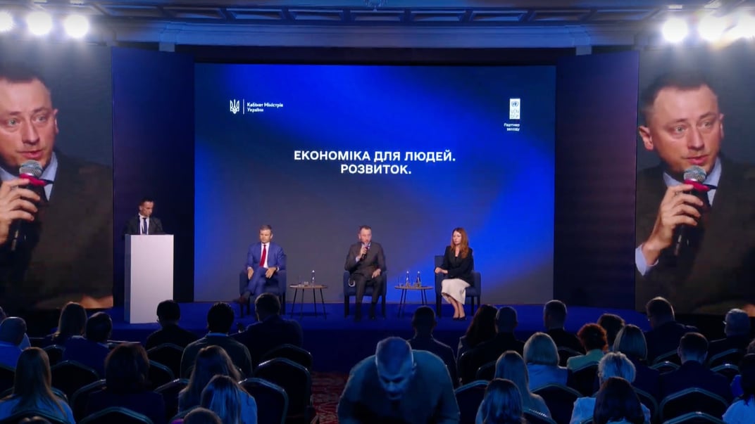 Міністр економіки, довкілля та сільського господарства Олексій Соболєв під час презентації плану дій нового уряду
