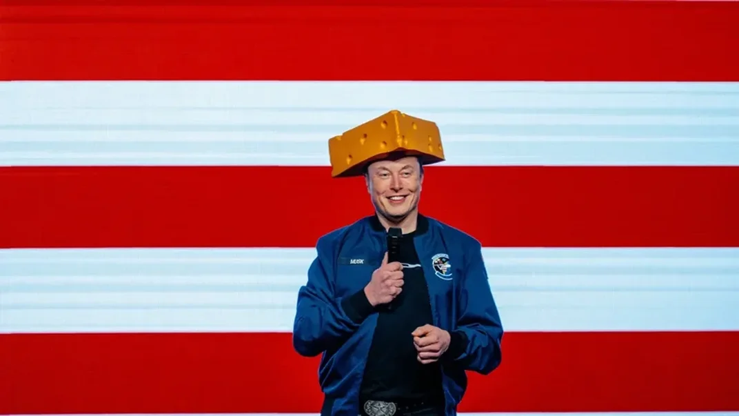 Ілон Маск виступив перед виборцями у штаті Вісконсин із підтримкою консервативного кандидата Бреда Шимела на виборах до Верховного суду штату. Його головний убір у вигляді сиру символізує традицію сироваріння у Вісконсині
