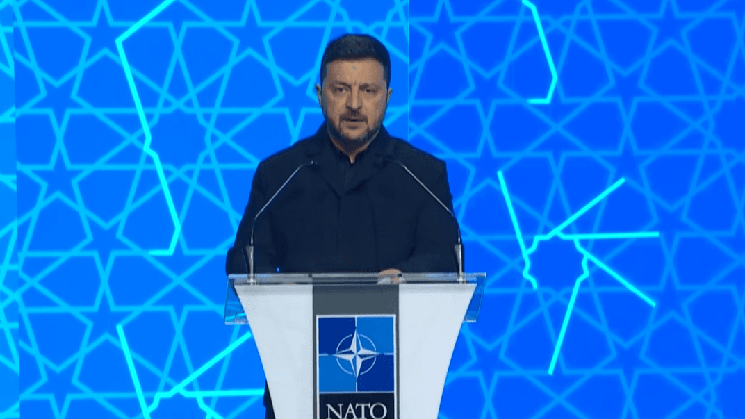 Президент України Володимир Зеленський під час виступу на саміті НАТО в Анкарі, 7 липня 2026 року