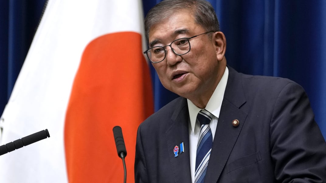 Прем'єр-міністр Японії Ішіба Шіґеру оголошує, що йде у відставку під час пресконференції в офісі прем'єр-міністра в Токіо, Японія, 7 вересня 2025 року