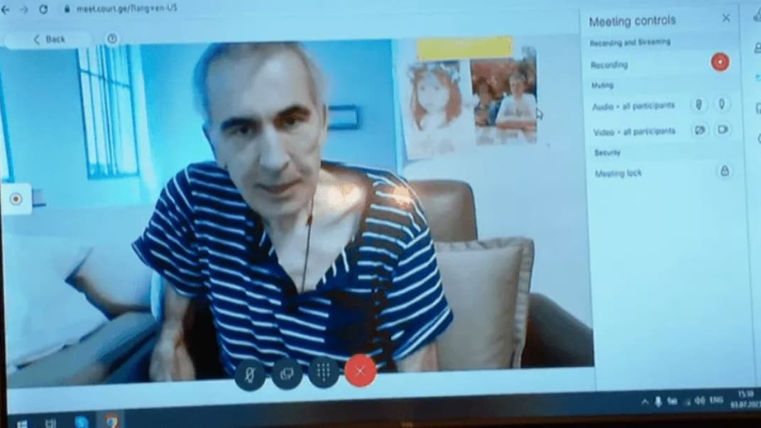 Експрезидент Грузії та громадянин України Міхеіл Саакашвілі долучився онлайн до судового засідання у Грузії, 3 липня 2023 року