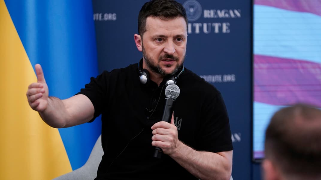 Президент Украины Владимир Зеленский общается в Институте Рональда Рейгана, 9 июля 2024 года