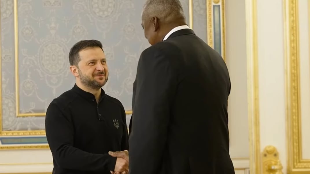 Президент Владимир Зеленский с министром обороны США Ллойдом Остином, Киев, 21 октября 2024 года