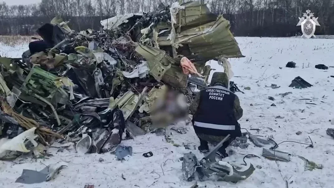 Место падения российского Ил-76 в Белгородской области